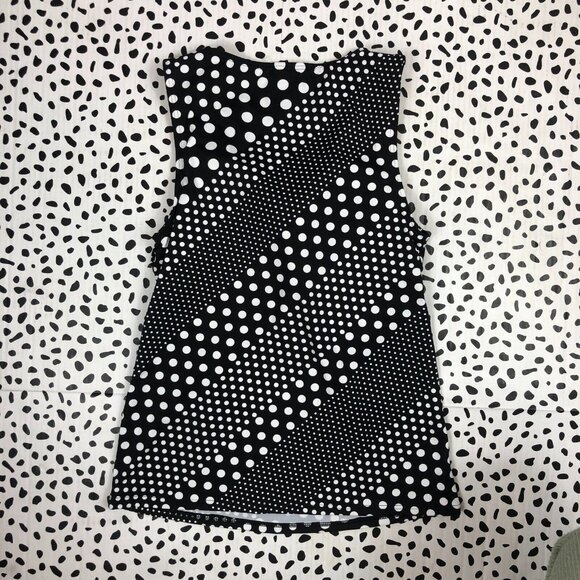 Lands End Black Diagonal Polka Dot High Neck Tankini SWIM TOP Rg. 18 513786 - Picture 2 of 4